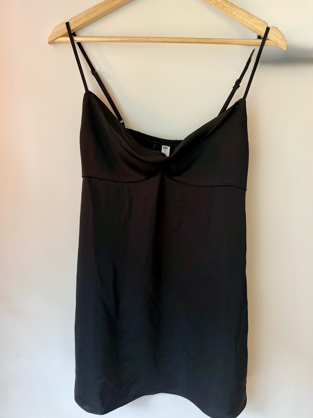 BP Black Twist Front Satin Minidress